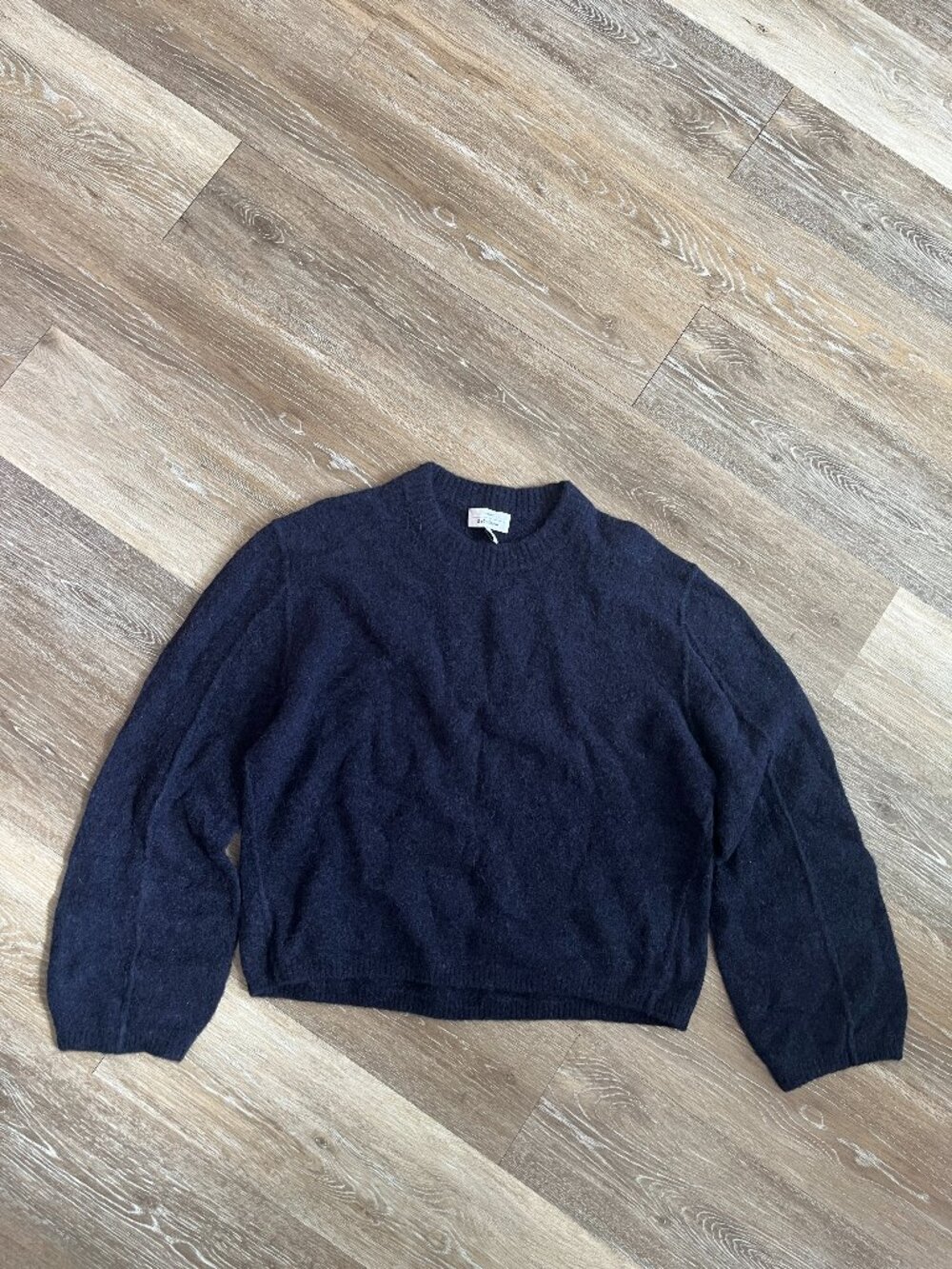 Navy Blue Brushed Fabric Sweater